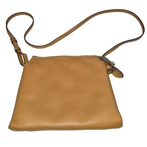A New Day Tan Faux Leather Crossbody Bag Small Zip Organizer Camel